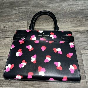Kate Spade Black Purse with Pink and Red Hearts